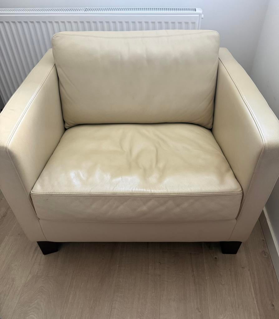 Montel lederen love seat fauteuil, Ophalen, Zo goed als nieuw, 75 tot 100 cm, Leer