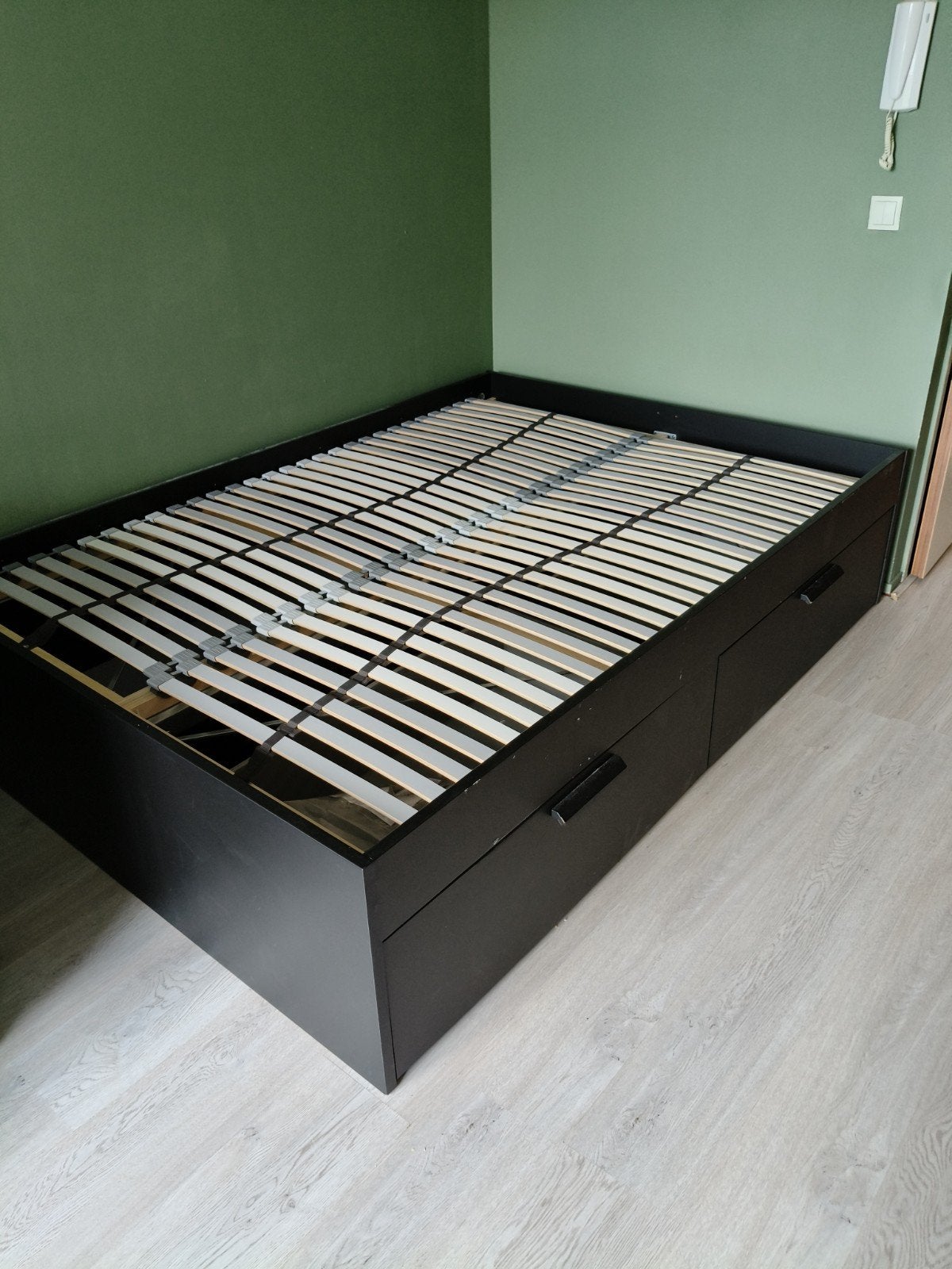 IKEA bed met lades, Ophalen, Gebruikt, Zwart, Tweepersoons