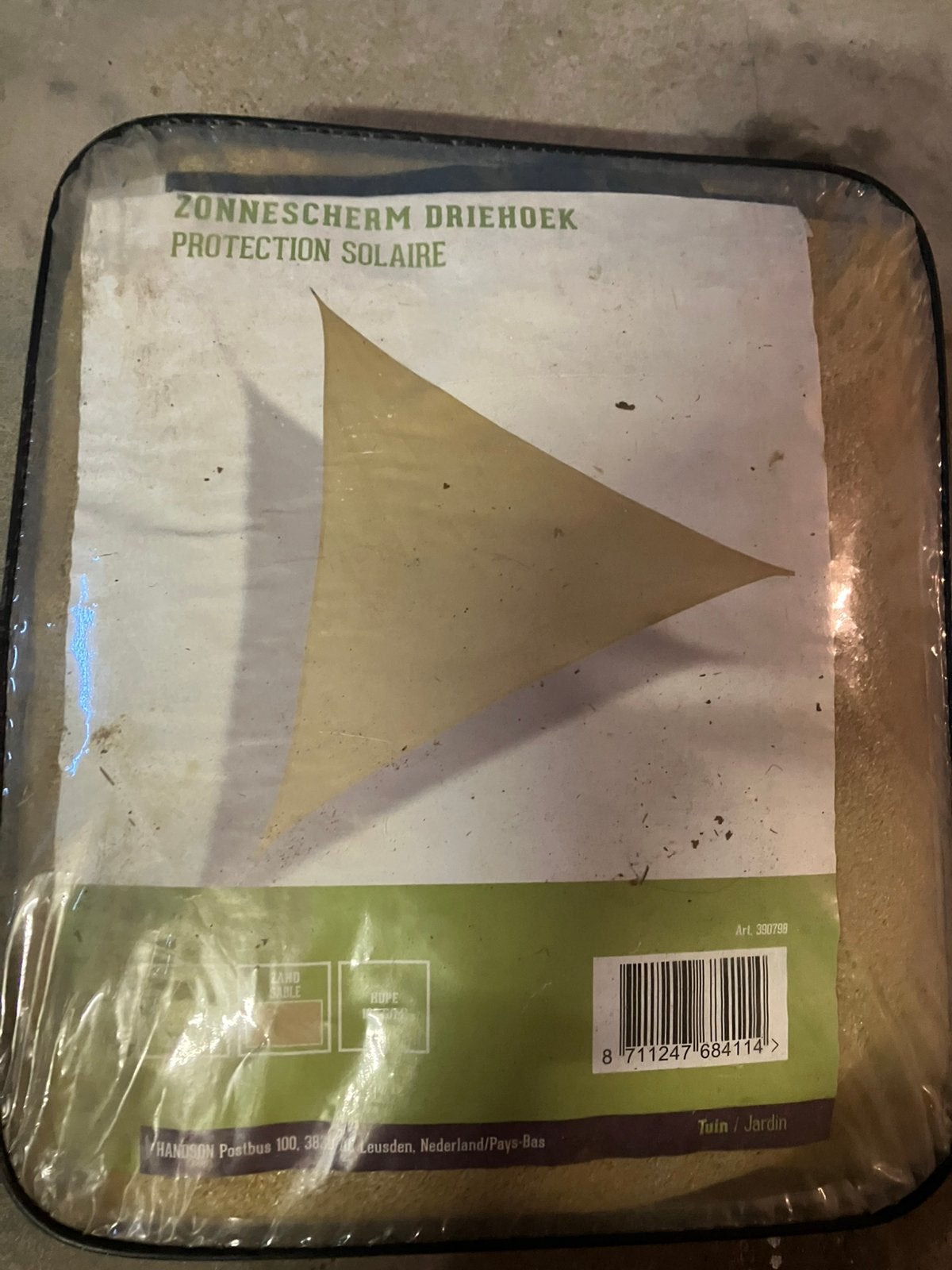 Schaduw doek / zonnenscherm driehoek, Ophalen, Zo goed als nieuw