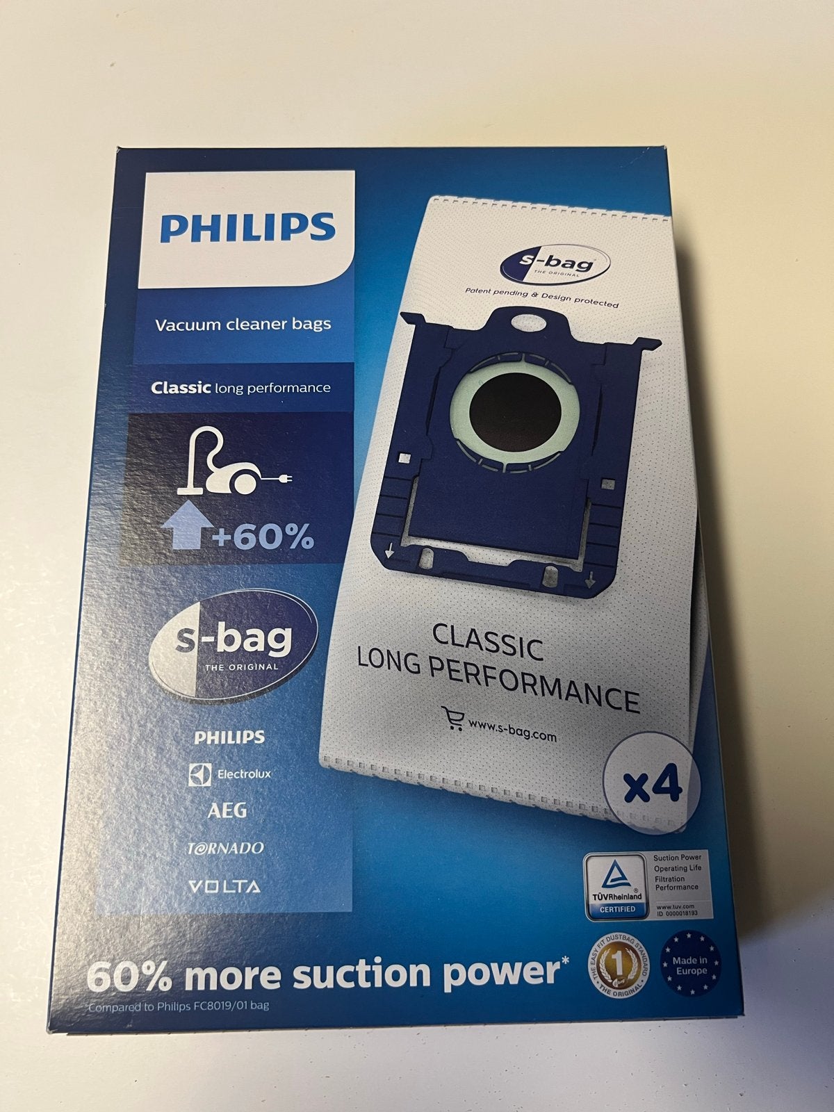 Philips s-bag Classic Long Performance stofzuigerzakken (4 s, Ophalen, Nieuw, Stofzak, Philips