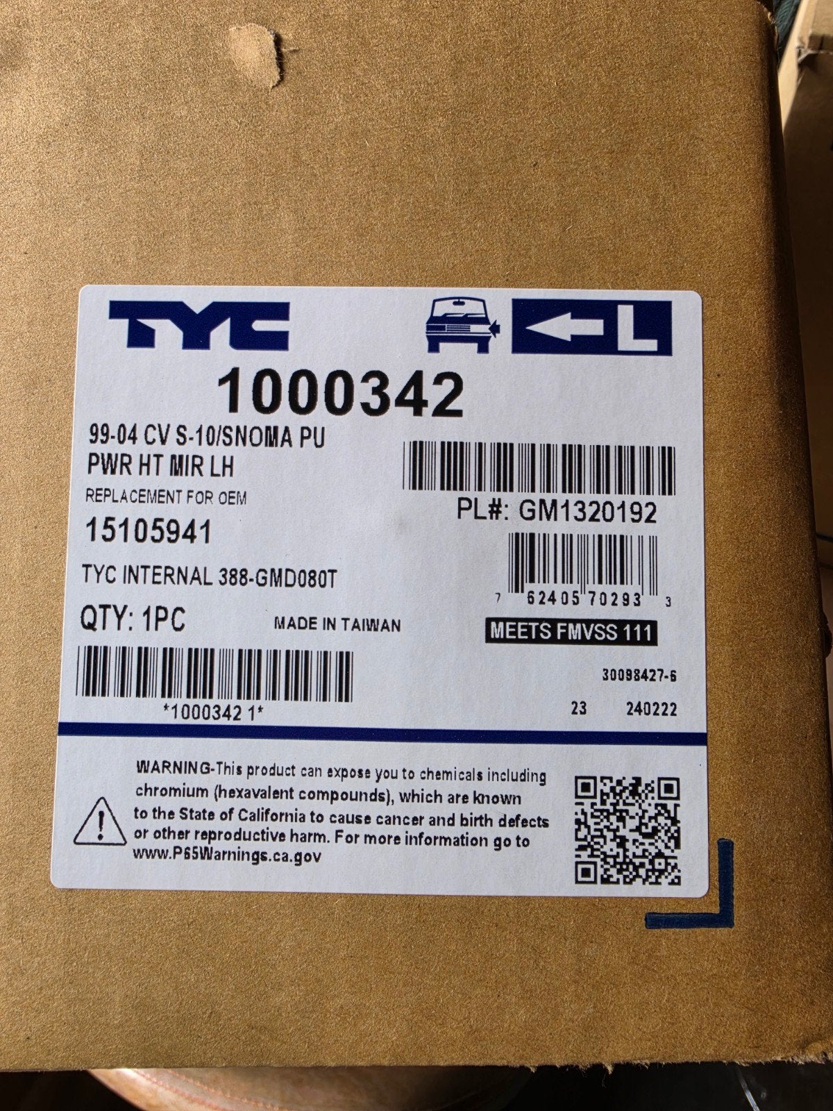 TYC Buitenspiegel links en rechts voor Chevrolet S-10/Sonoma, Ophalen of Verzenden, Nieuw, Chevrolet