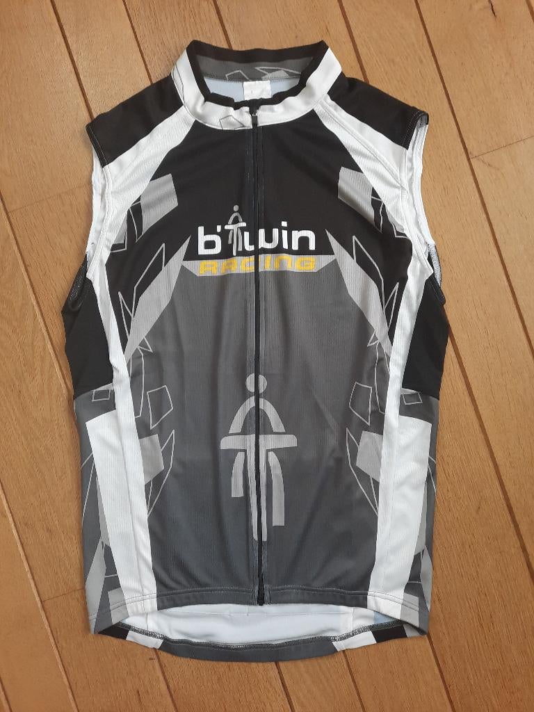 B'TWIN heren fietsshirt zwart wit geel maat L - als nieuw -, Ophalen of Verzenden, Zo goed als nieuw, Kleding