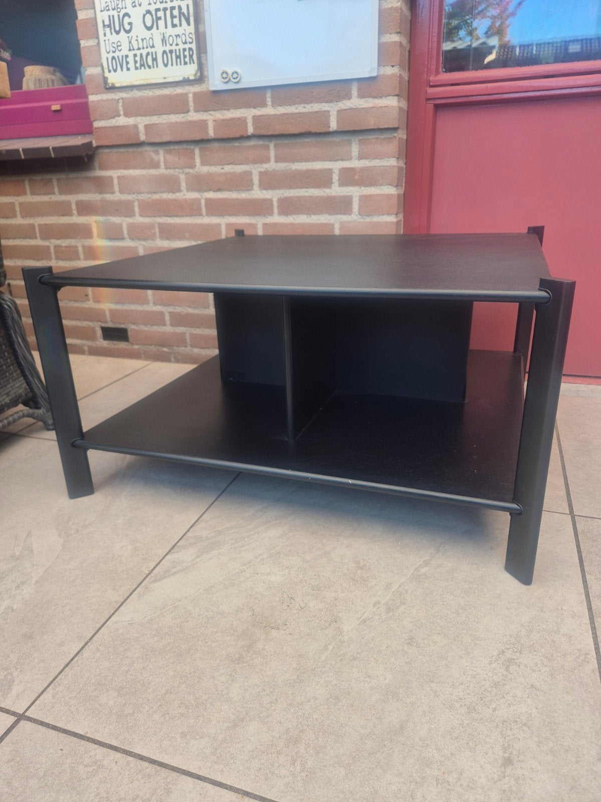 Zwarte salontafel met twee niveaus, 50 tot 100 cm, Vierkant, 50 tot 100 cm, Zo goed als nieuw