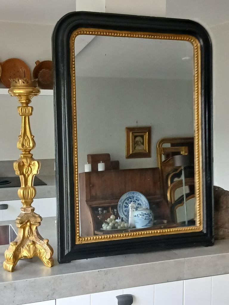 Stijlvolle Grote Antieke Franse Spiegel ca 1800, Huis en Inrichting, Woonaccessoires | Spiegels, Ophalen, Gebruikt, Rechthoekig