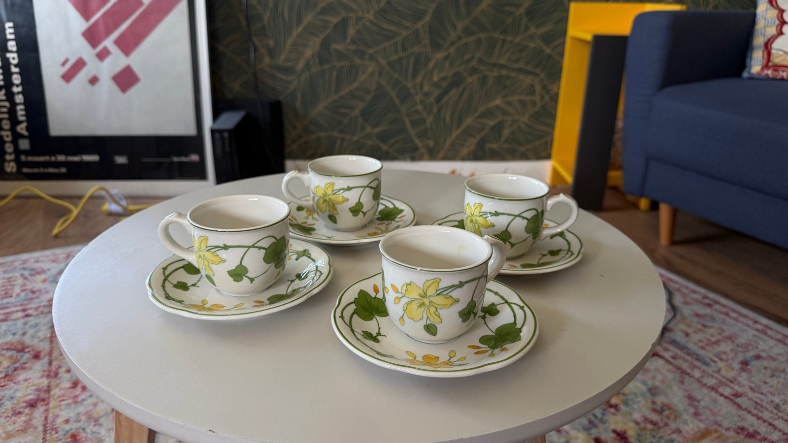 Villeroy & Boch Geranium espresso kopjes en schotels, Antiek en Kunst, Ophalen of Verzenden