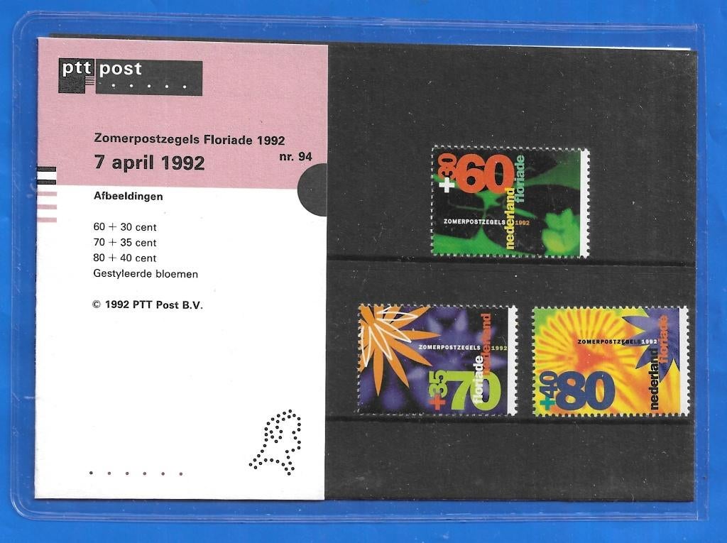 Postzegelmapje 94 - Zomerpostzegels Floriade 1992, Verzenden, Na 1940, Postfris