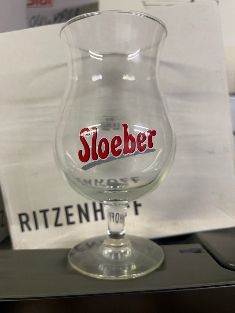 Origineel Sloeber bierglazen 33 cl – Belgisch speciaalbier, Verzamelen, Ophalen of Verzenden, Zo goed als nieuw, Bierglas