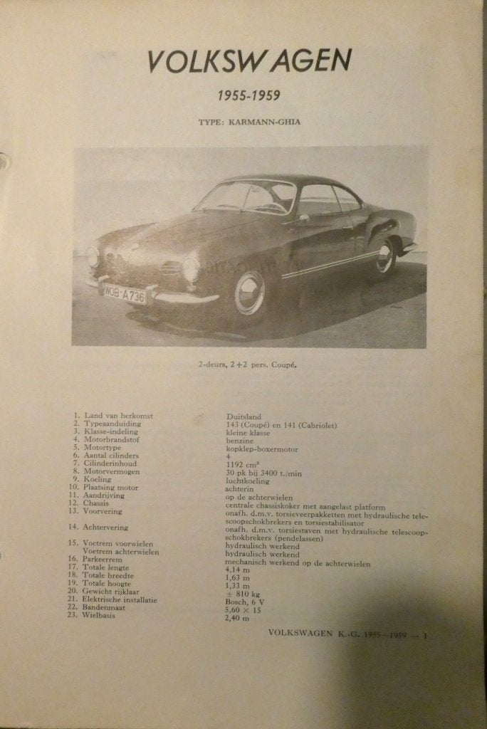 Volkswagen Karmann 3 items, Ophalen of Verzenden
