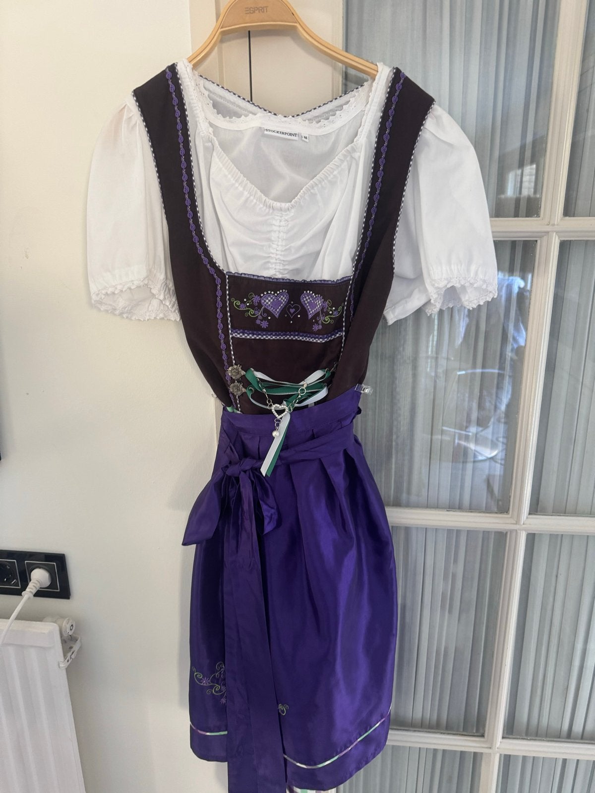 Luxus Stockerpoint Maat 44 Dirndl Oktoberfeest met charivari, Overige typen, Paars, Maat 42/44 (L), Ophalen of Verzenden