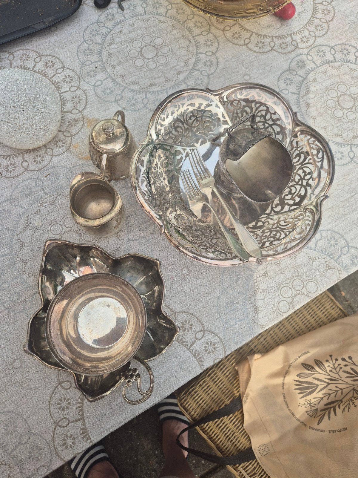 Verzilverde schalen en bestekset, Ophalen of Verzenden