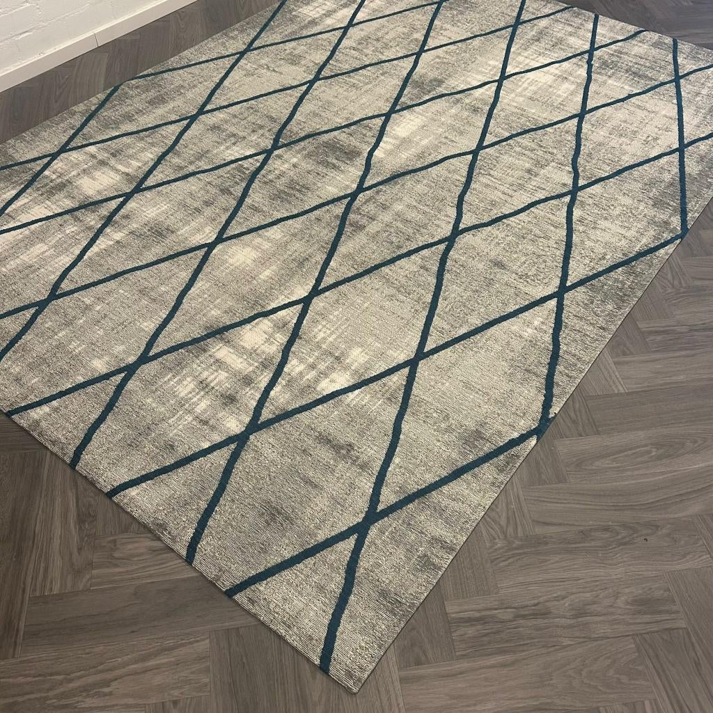 Brinker Cross Silver/Blue Vloerkleed - 200x300cm, Grijs, 200 cm of meer, Ophalen of Verzenden, Zo goed als nieuw