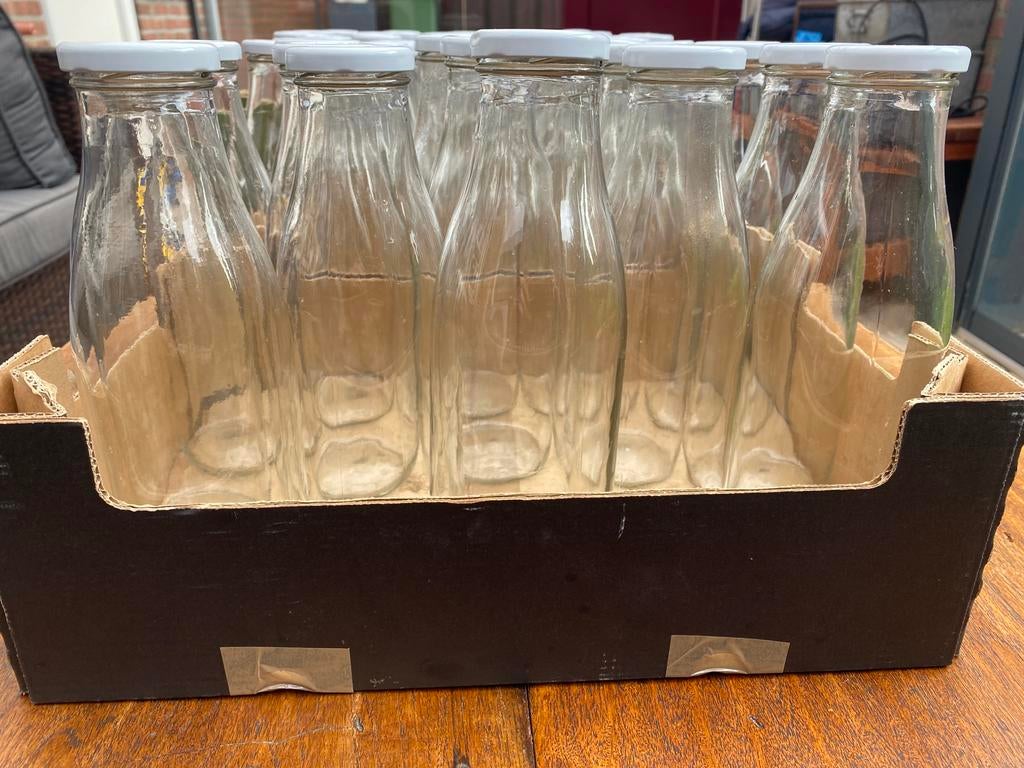 Glazen flessen 750&500ml met schroefdop inmaak opslag sappen, Ophalen of Verzenden