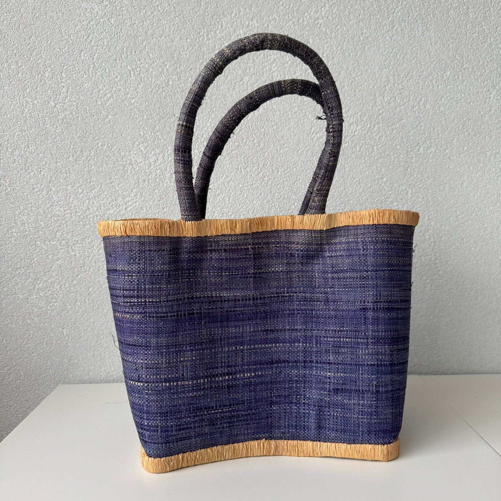Raffia tas donkerblauw 30 cm, Verzenden, Zo goed als nieuw, Blauw, Overige typen