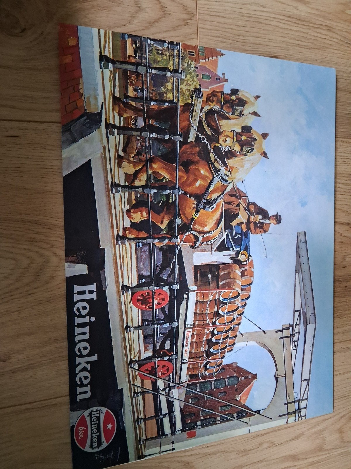 Heineken reclamebord - Paardenkar met bier, Ophalen of Verzenden, Zo goed als nieuw, Reclamebord