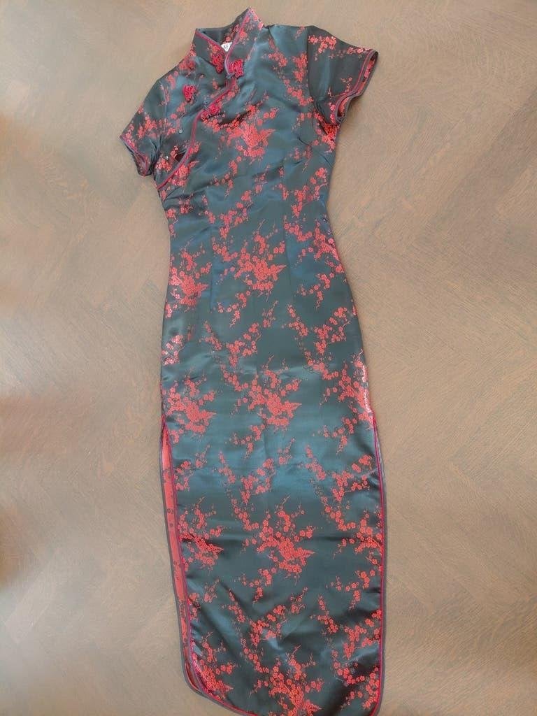 Prachtige Vintage Cheongsam Jurk – Yi Gang – Mt 36, YI GANG, Zwart, Ophalen of Verzenden, Zo goed als nieuw