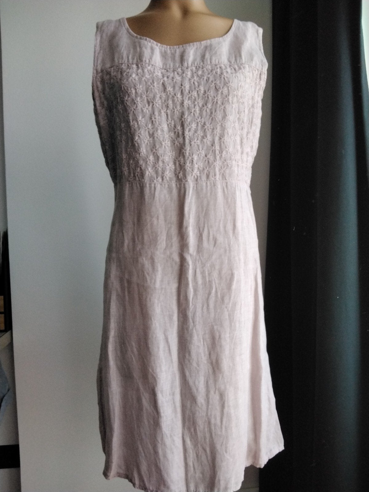 Linnen jurk met borduursel - Maat M, Maat 38/40 (M), Made in Italy, Ophalen of Verzenden, Zo goed als nieuw