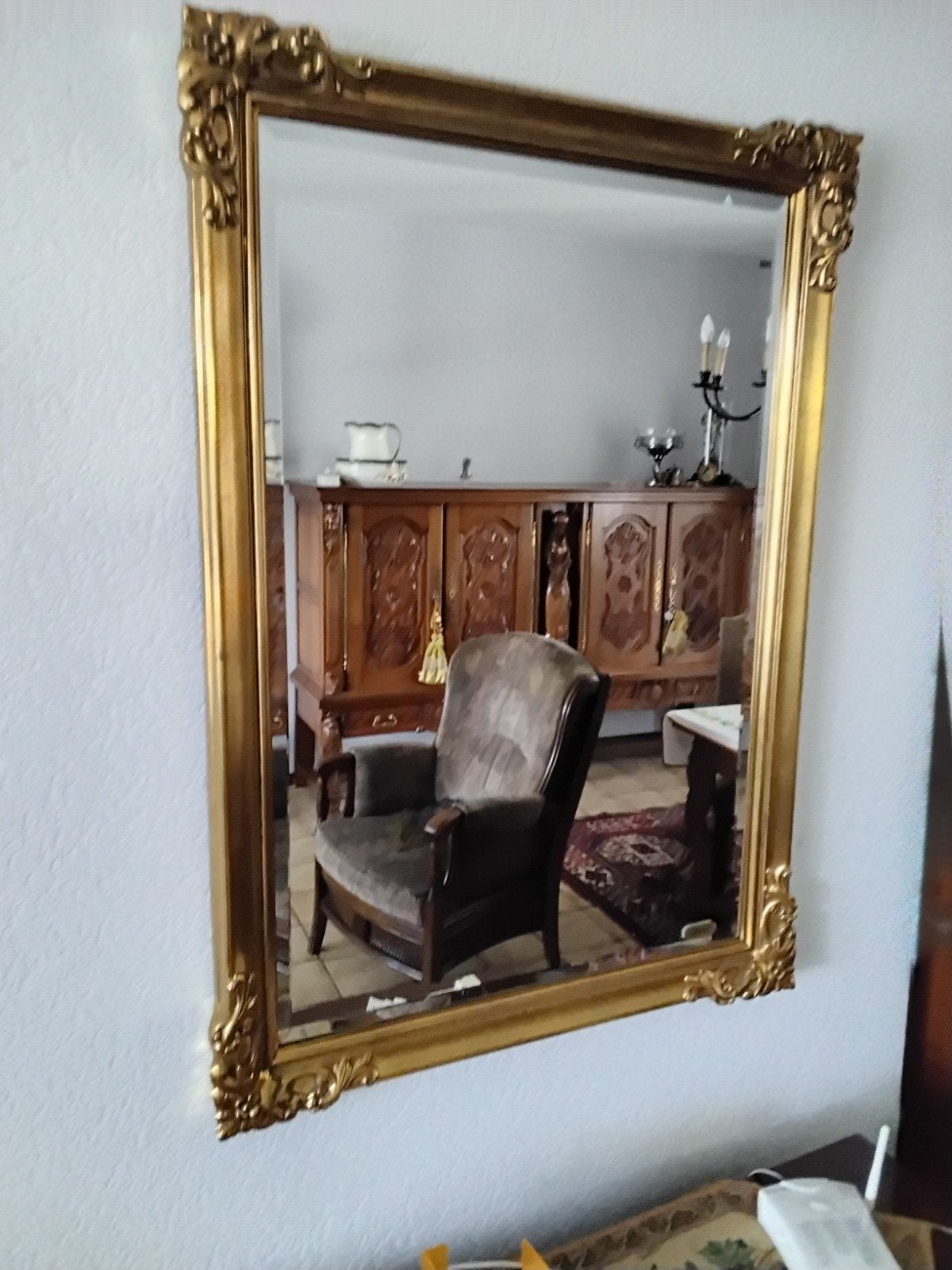 Grote Antieke Spiegel met Gouden Barok Lijst, Ophalen