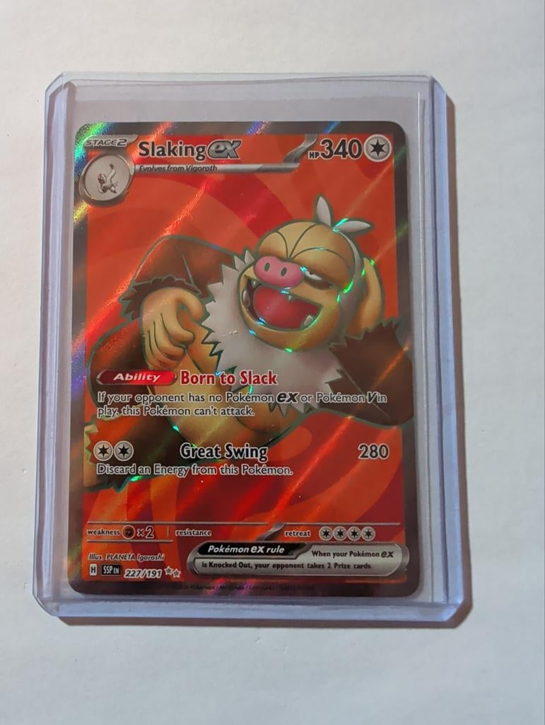 Slaking ex 222/197 Full Art Pokémon kaart Obsidian Flames, Ophalen of Verzenden, Zo goed als nieuw, Losse kaart, Foil