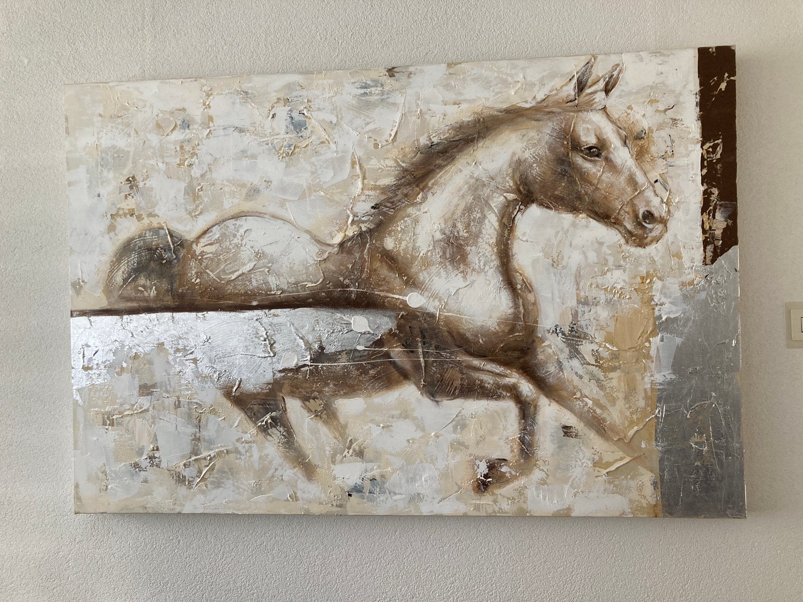 Mooi groot schilderij van een paard, Ophalen, Handgeschilderd, Olieverf, Dieren