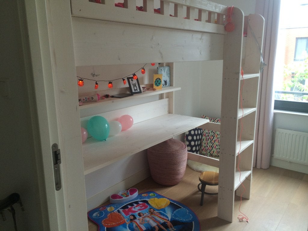 Hoogslaper steigerhout (Jorg's), 200x90 met bureau, Kinderen en Baby's, Kinderkamer | Stapelbedden en Hoogslapers, Ophalen, Zo goed als nieuw