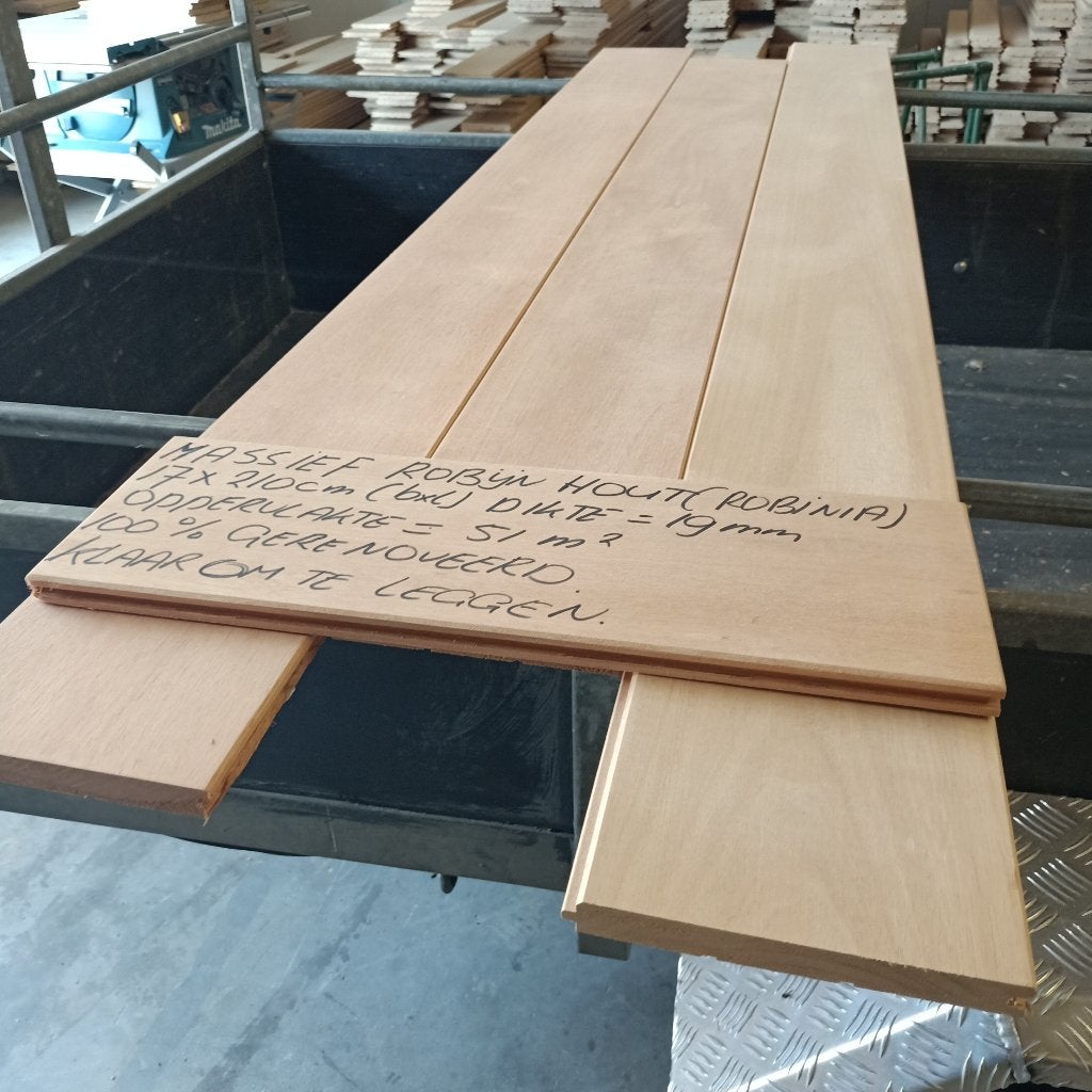 massief robijn houten vloer, 51m2, 17cm br. 100% gerenoveerd, Ophalen, Vloerdelen of -planken, Zo goed als nieuw, 10 m² of meer