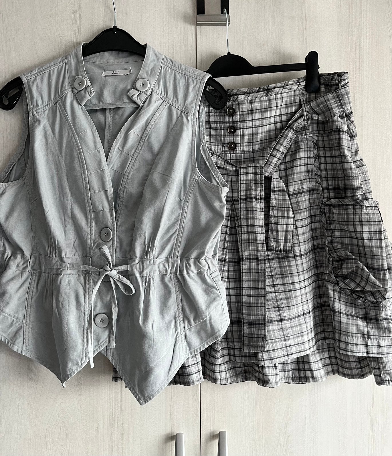 Set Miss Etam maat 46 Rok & Gilet, Ophalen of Verzenden, Zo goed als nieuw, Grijs, Rok