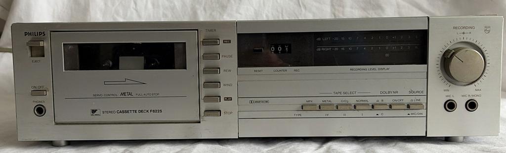 Philips F6225 stereo Cassette Deck Ter Reparatie/Voor onderd, Ophalen of Verzenden, Enkel, Philips, Tape counter
