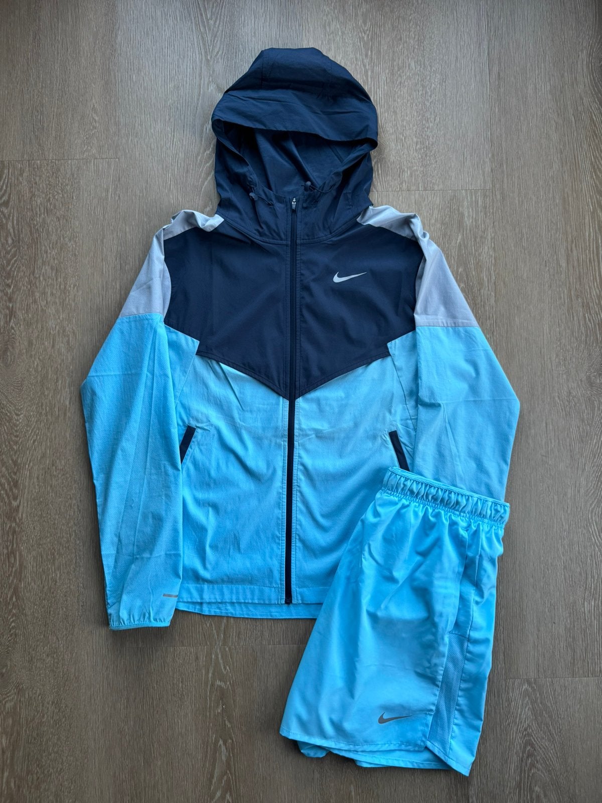 Nike Miler Repel windbreaker korte set blauw S, Blauw, Ophalen of Verzenden, Zo goed als nieuw, Algemeen