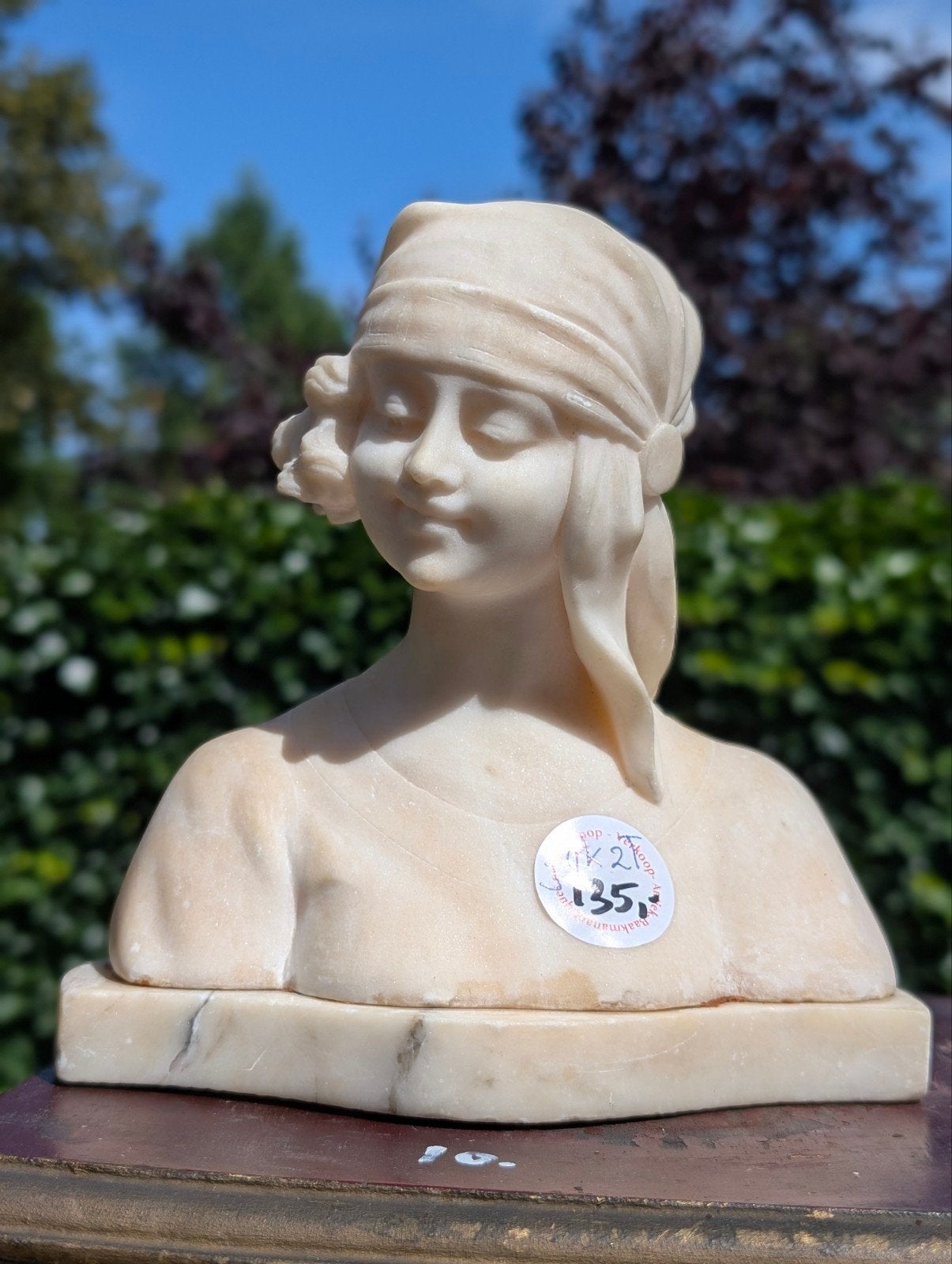 Antieke marmeren buste 19 cm hoog €135., Antiek en Kunst, Ophalen