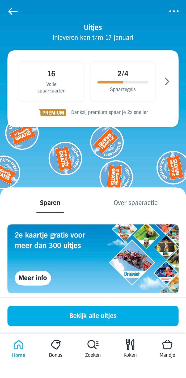 Albert Heijn Uitjes spaarkaart, Tickets en Kaartjes, Twee personen, Kortingsbon, Overige typen