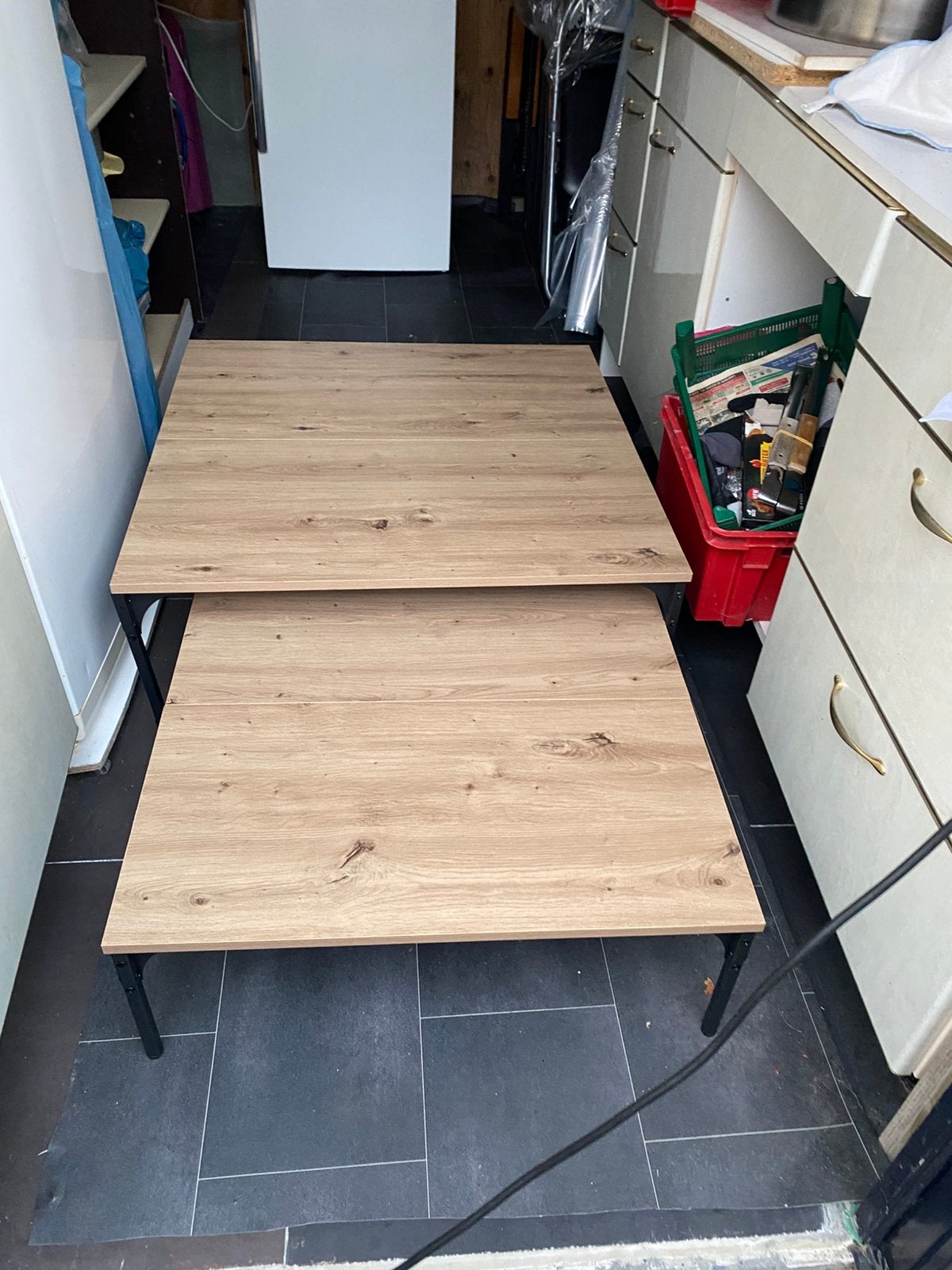 Inschuifbare salontafels, Tuin en Terras, Terrasdelen en Vlonders, Ophalen, Zo goed als nieuw, Hout