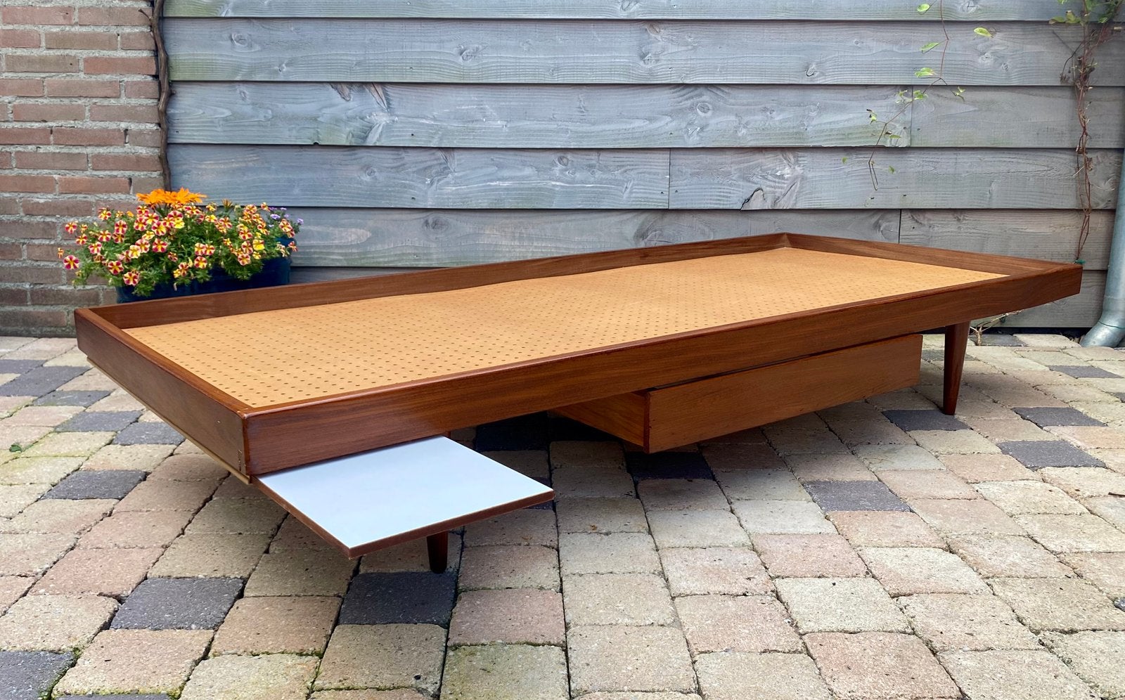 Vintage scandinavisch design daybed jaren 60/70 retro teak, Gebruikt, Overige maten, 150 tot 200 cm, 75 tot 100 cm
