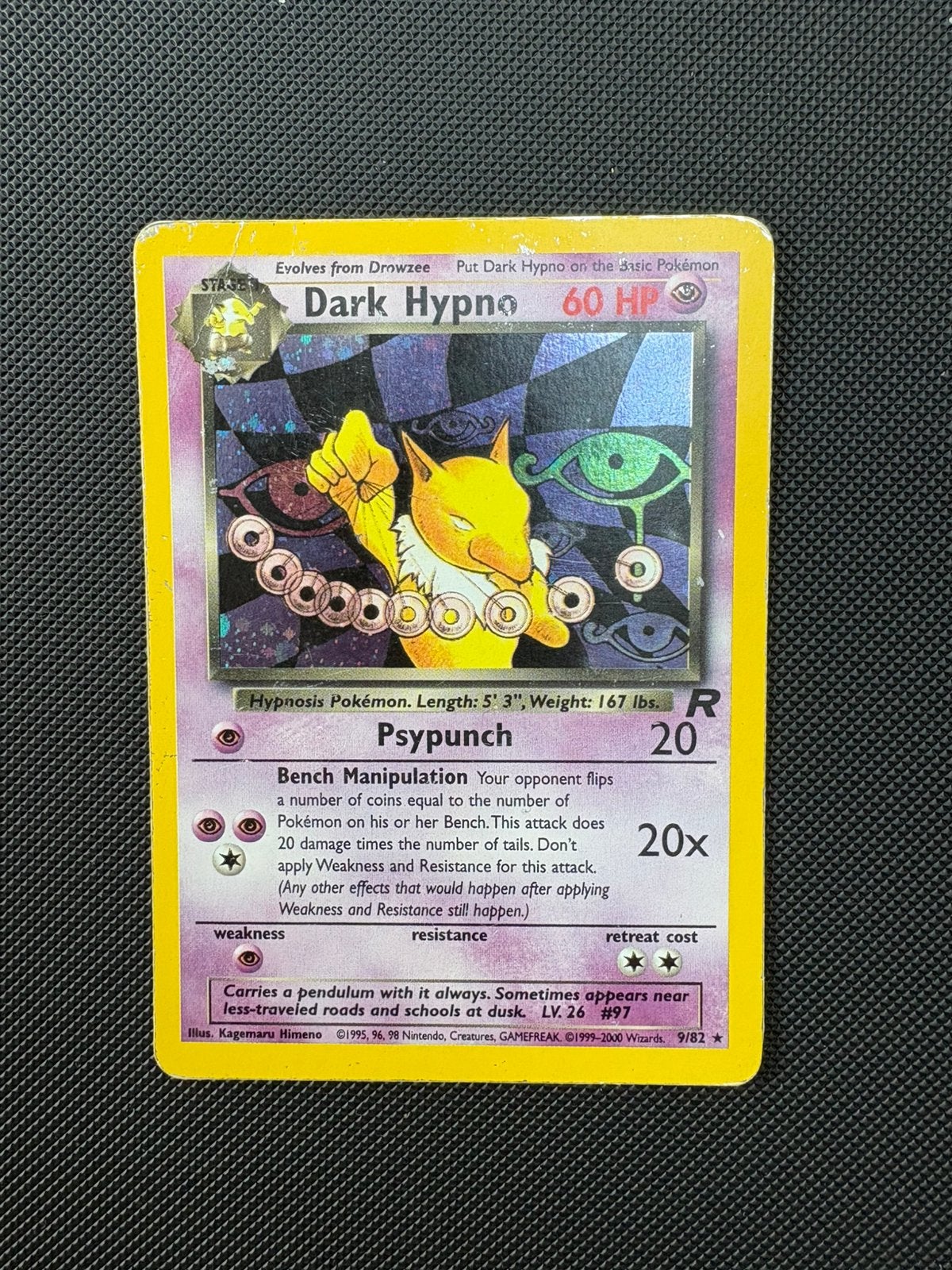Dark Hypno holo 9/82 pokemon team rocket set, Ophalen of Verzenden, Zo goed als nieuw