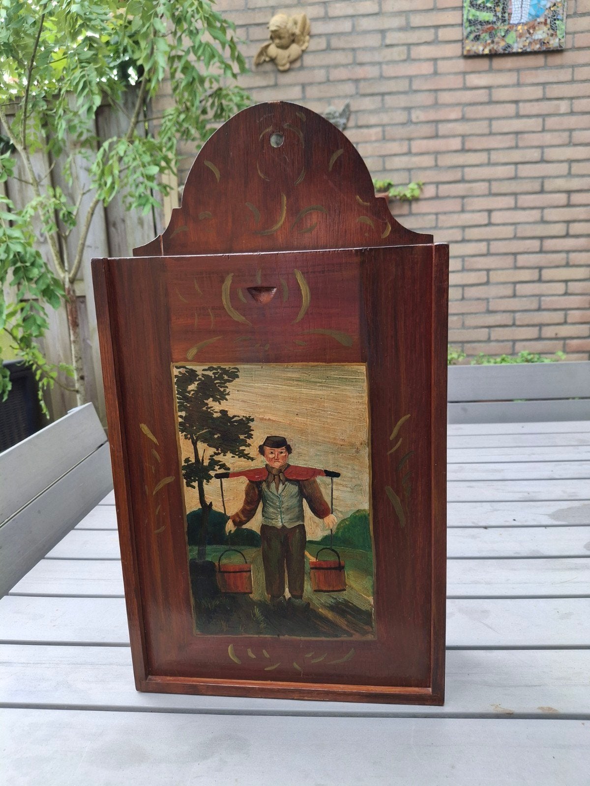Antieke houten schooltas., Ophalen