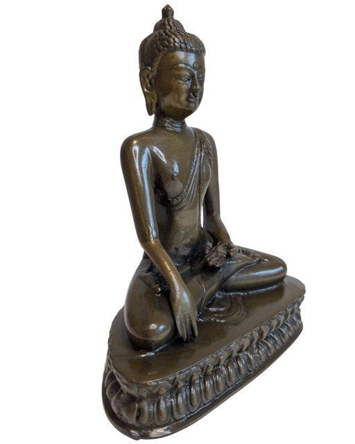 Nepalese bronzen Boeddha – Bhumisparsha mudra – 092, Gebruikt, 20 cm, Ophalen of Verzenden, Bruin