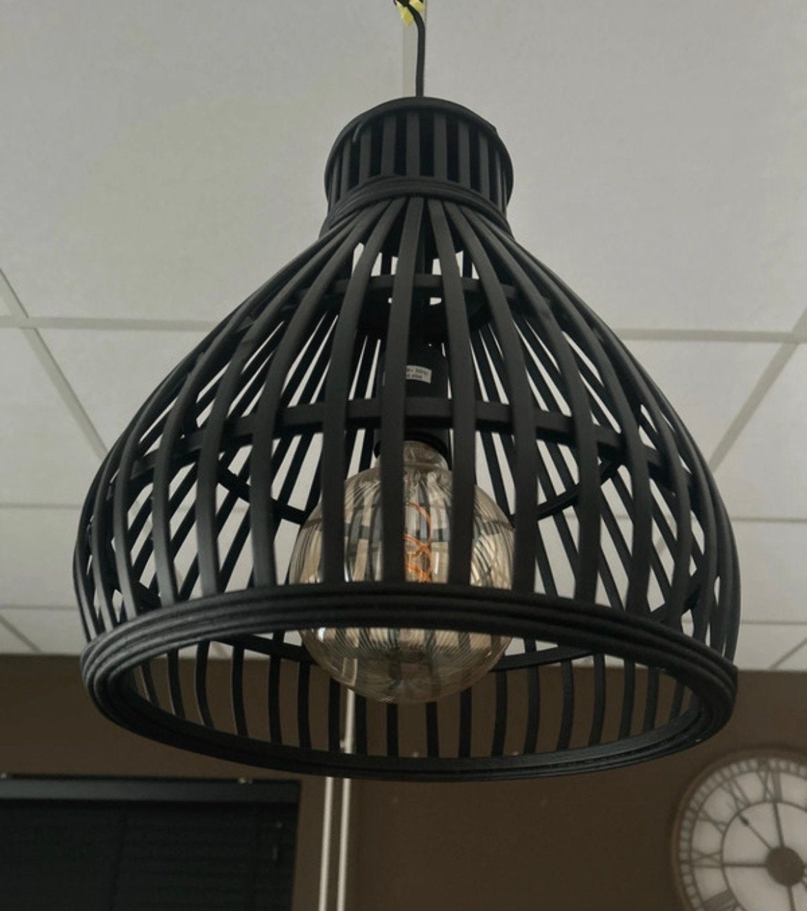 Zwarte bamboe hanglamp - Modern en sfeervol, Huis en Inrichting, Ophalen of Verzenden, Zo goed als nieuw, Natuurlijk materiaal