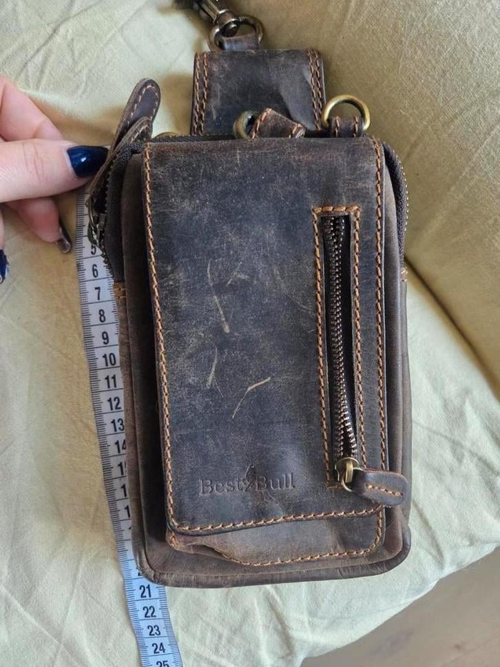Bestebull Leren Heuptasje / Telefoontasje Bruin, Gebruikt, Bruin, Leer, Ophalen