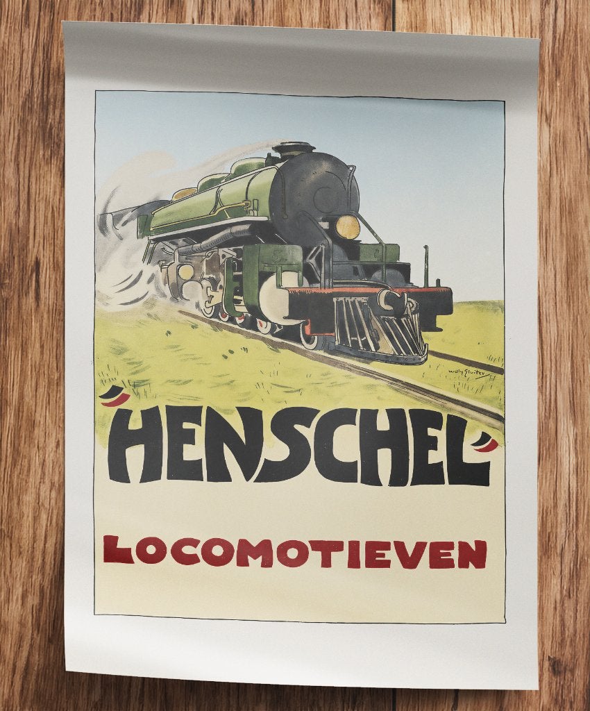 Henschel Locomotieven 40x60cm Spoorweg Affiche Poster (rep), Verzamelen, Spoorwegen en Tramwegen, Verzenden, Nieuw, Trein, Overige typen
