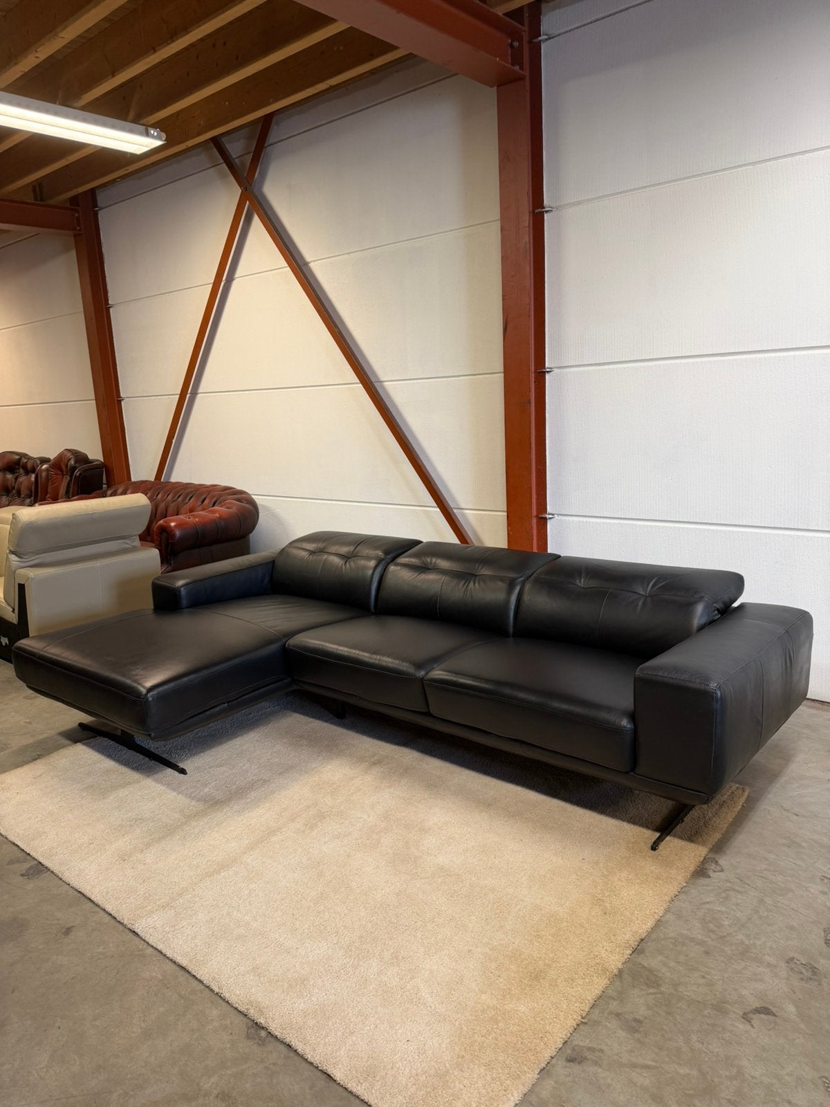 Leren hoekbank design zwart leer bank bankstel Z.G.A.N., 2871SK, Verzenden, Design, Mariansoliak8@gmail.com