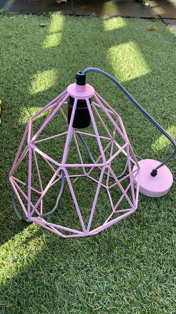 Moderne roze metalen lamp, Ophalen, Gebruikt, Metaal, Minder dan 100 cm