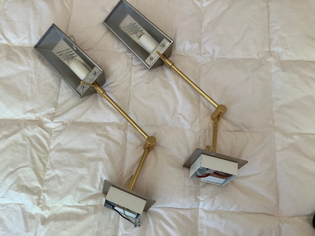 2 Bankamp Wandlampen met dimmer en halogeen , Gebruikt, Ophalen of Verzenden, Overige merken, Met schakelaar