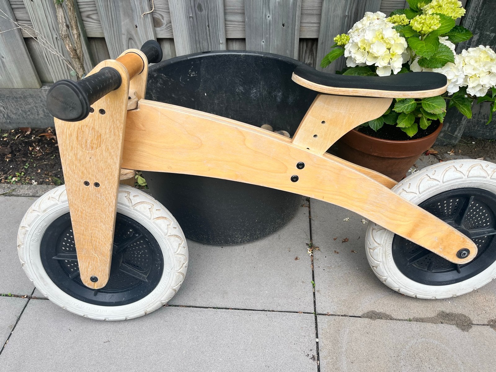 Houten loopfiets/driewieler 3-in-1 verstelbaar, Ophalen, Gebruikt, Verstelbare zitting