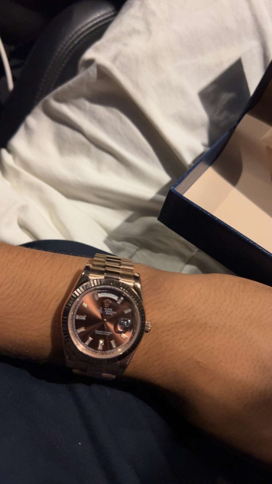 Rolex daydate 40 chocolate, Overige kleuren, 20 of groter, Verzenden, Heer