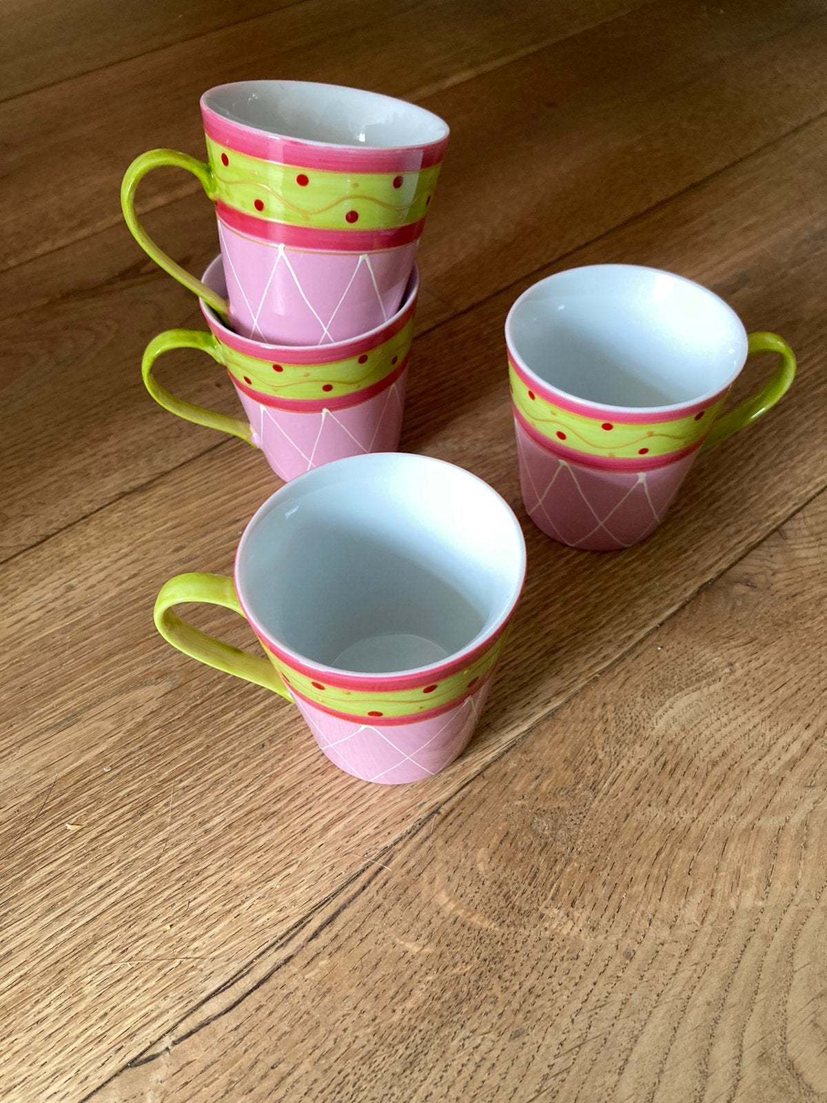 Kopjes roze limegroen print keramiek kopje, Ophalen of Verzenden, Nieuw, Aardewerk, Kop(pen) en/of Schotel(s)