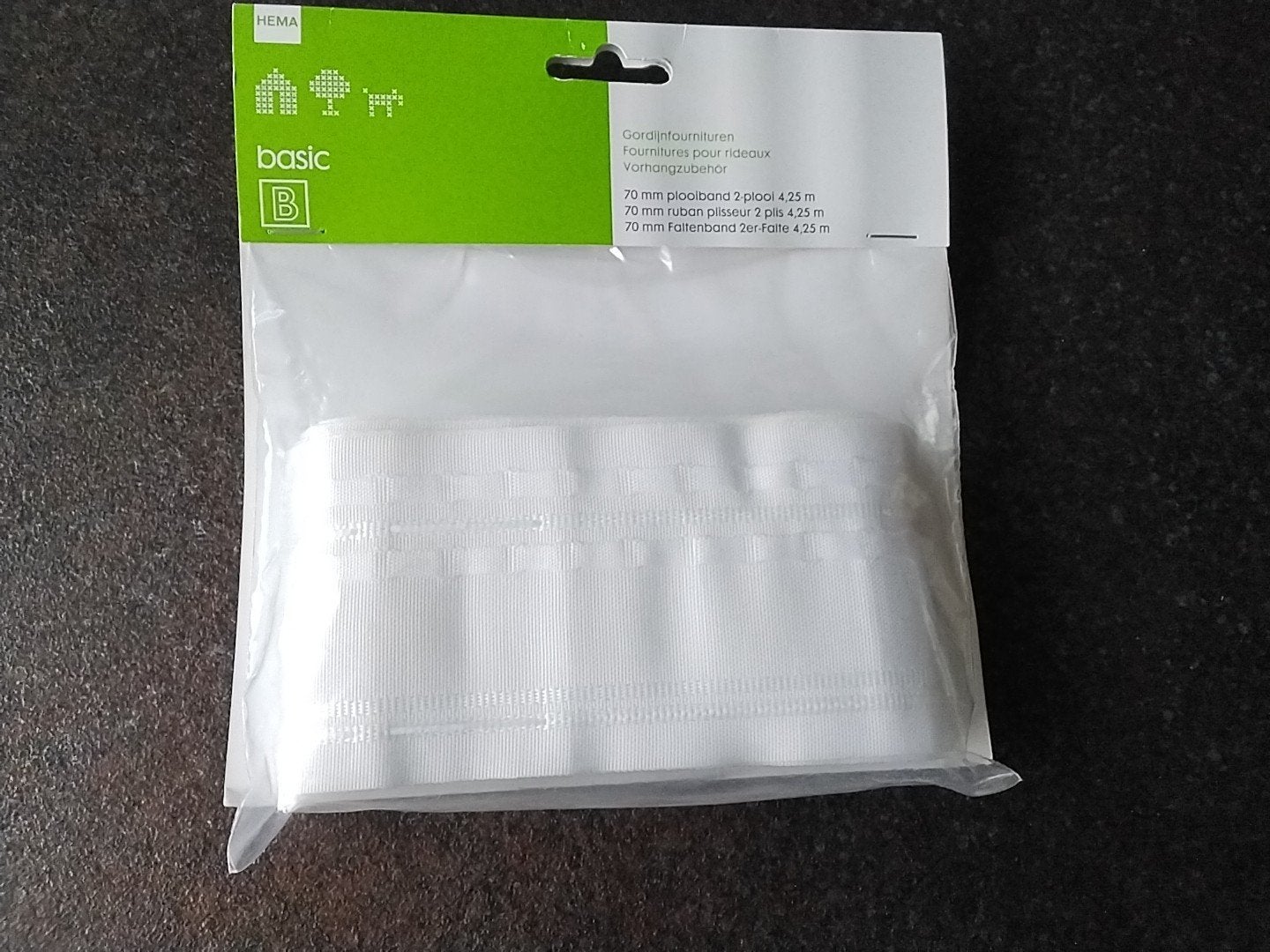Gordijnaccessoires: HEMA plooiband & IKEA SYRLIG haken, Minder dan 50 cm, Wit, Modern, Functioneel, Nieuw