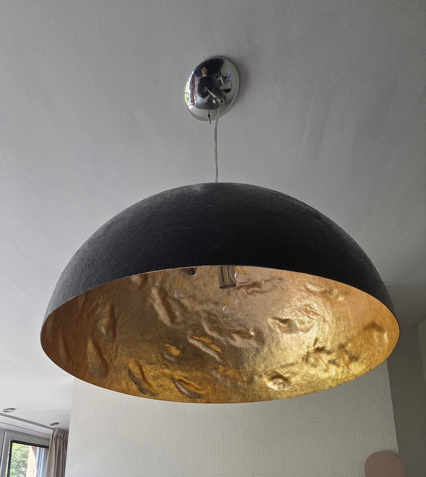 Qazqa Magna hanglamp 70cm - Zwart met goud, Ophalen, Modern, Industrieel, E27 (groot), Zo goed als nieuw
