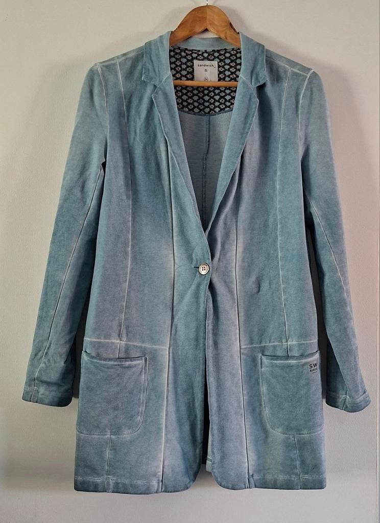 Sandwich Jasje ~ maat M, Kleding | Dames, Jasjes, Kostuums en Pakken, Maat 38/40 (M), Blauw, Ophalen of Verzenden, Jasje