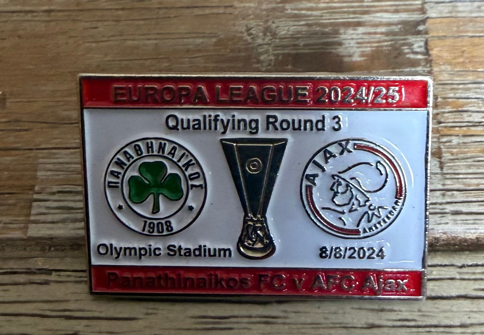 Voetbal pin Panatinikos-Ajax 2024, Ophalen of Verzenden, Zo goed als nieuw, Sport