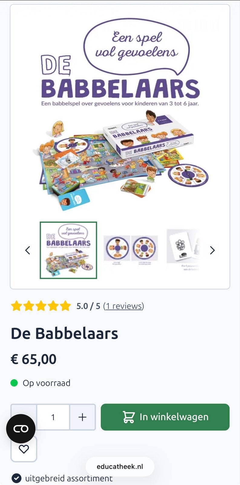 De Babbelaars: Babbelspel over gevoelens (3-6 jaar), Drie of vier spelers, Ophalen of Verzenden, Zo goed als nieuw
