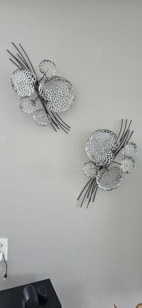 Wandecoratie, Ophalen, Metaal, Zilver, 30 cm